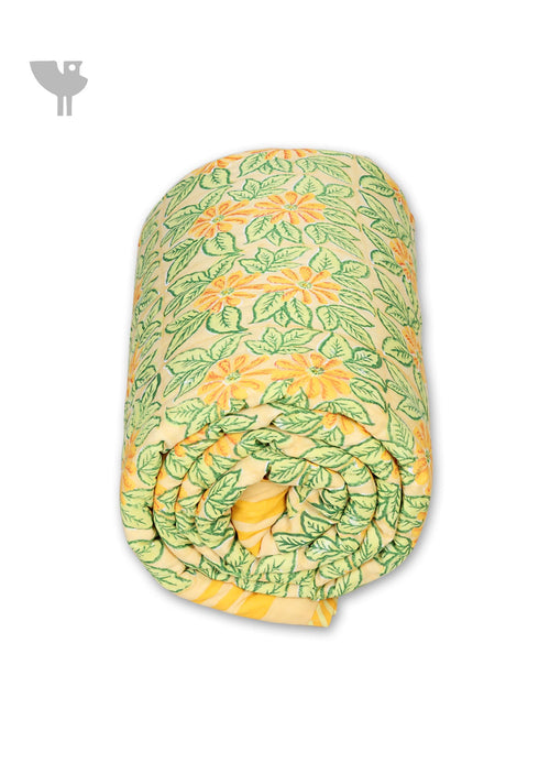 Mulmul Cotton Quilt In Floral Block Print