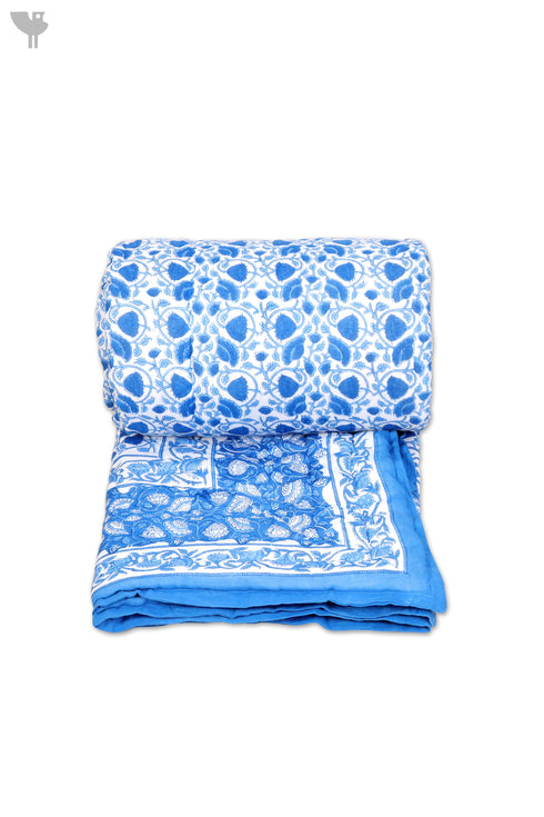 Mulmul Cotton Quilt in Floral Block Print