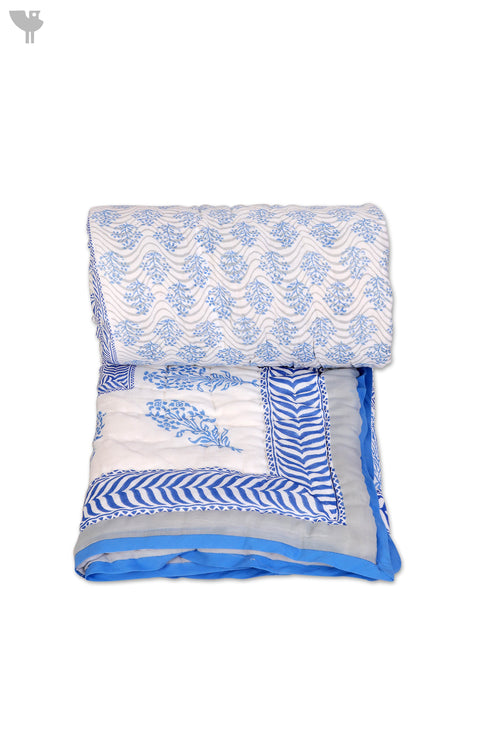 Mulmul Cotton Quilt in Floral Block Print