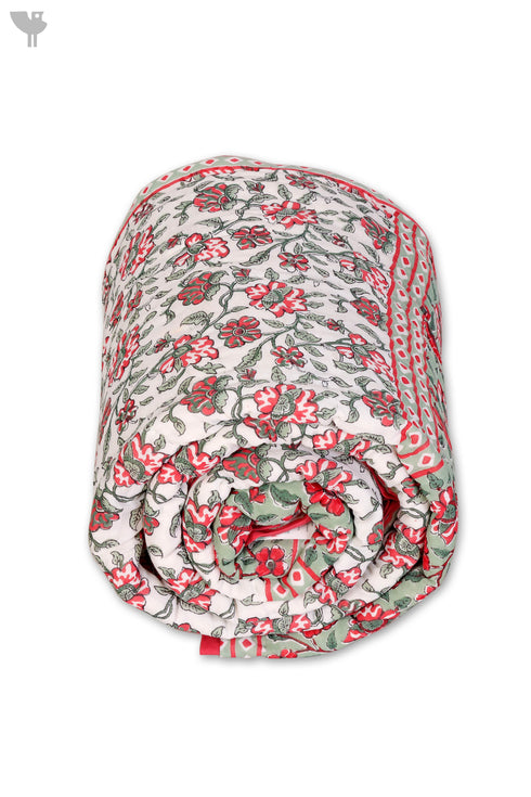 Mulmul Cotton Quilt in Floral Block Print