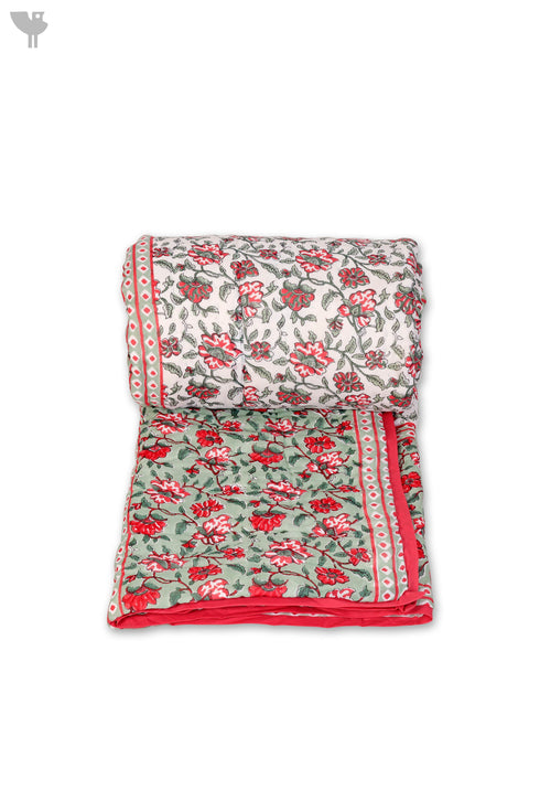 Mulmul Cotton Quilt in Floral Block Print