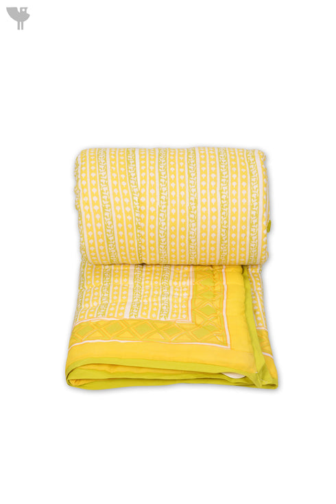 Mulmul Cotton Quilt In Striped Block Print