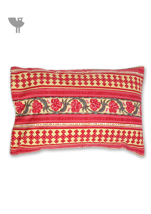 40s Cotton Cushion Cover In Floral Block Print