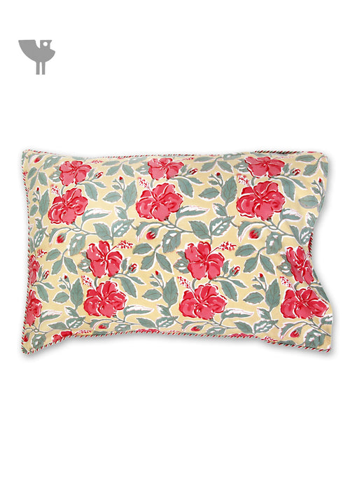 40s Cotton Cushion Cover In Floral Block Print