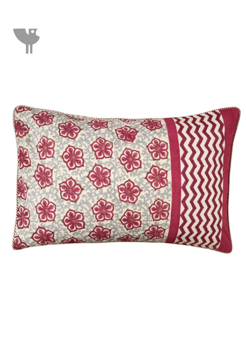 40s Cotton Pillow Cover in Wine Block Print with Magji Flap