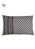 40s Cotton Pillow Cover In Grey, Bordeaux Red and Steel Blue Floral Block Print
