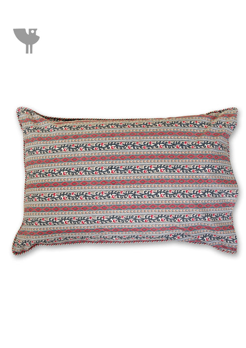 40s Cotton Pillow Cover In Cloud Grey and Rose Pink Floral Print