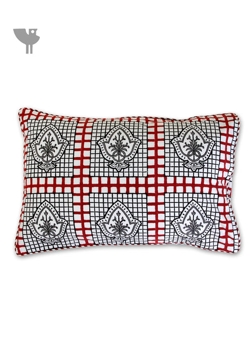 40s Cotton Pillow Cover In Graphic Block Print