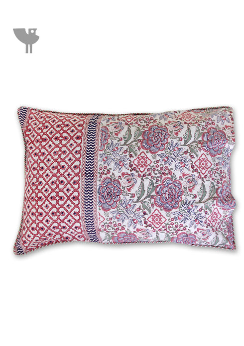 40s Cotton Pillow Cover in Floral Block Print