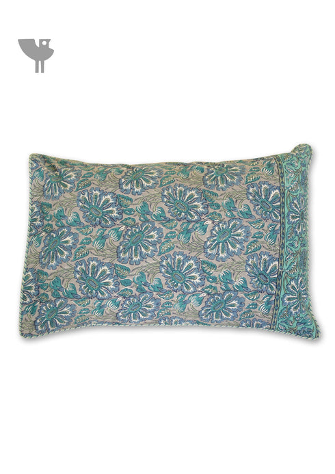 40s Cotton Pillow Cover in Floral Block Print