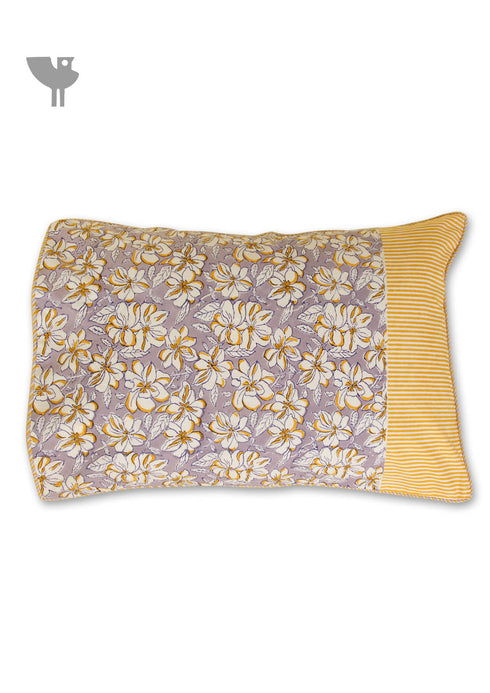 40s Cotton Pillow Cover in Floral Block Print