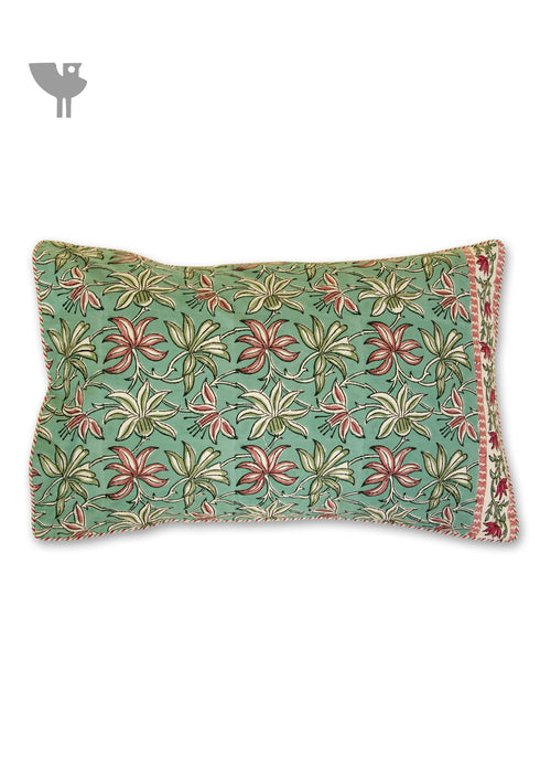 40s Cotton Pillow Cover in Floral Block Print