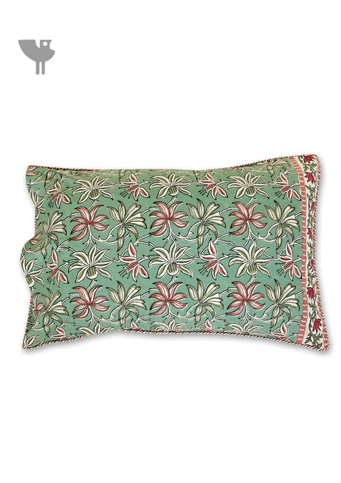 40s Cotton Pillow Cover in Floral Block Print
