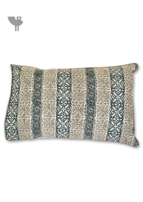40s Cotton Pillow Cover In Graphic Block Print