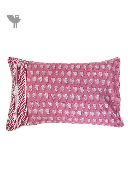40s Cotton Pillow Cover With Graphic Block Print