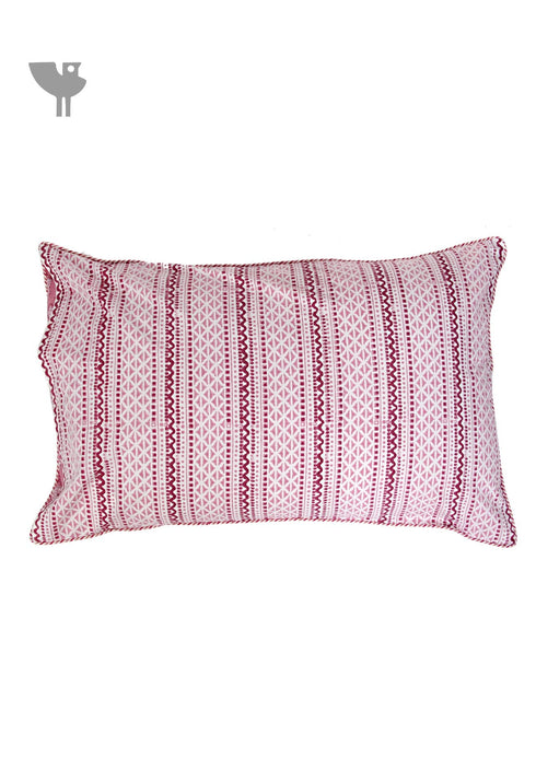 40s Cotton Pillow Cover With Graphic Block Print