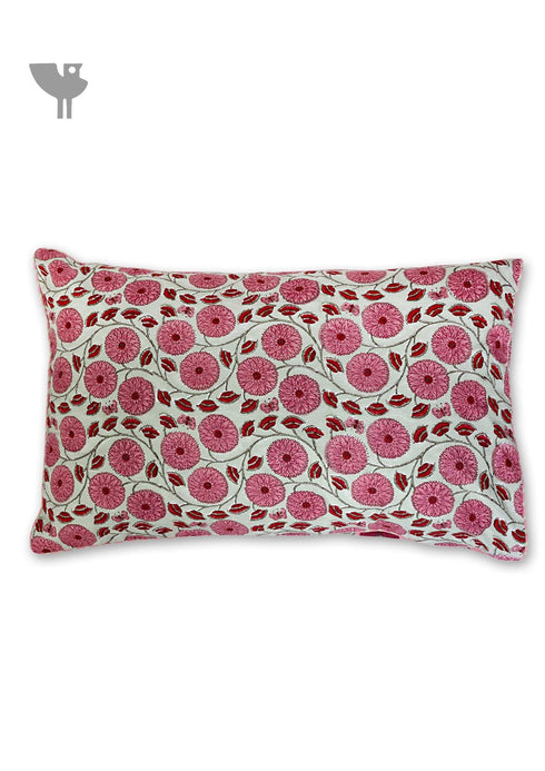 40s Cotton Pillow Cover in Floral Block Print