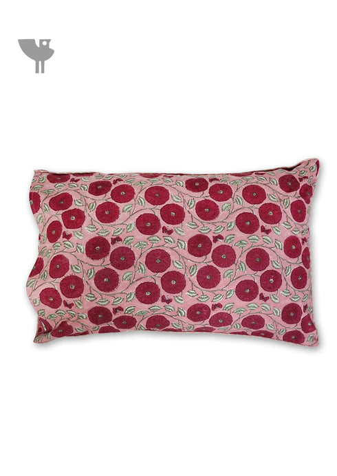 40s Cotton Pillow Cover in Floral Block Print