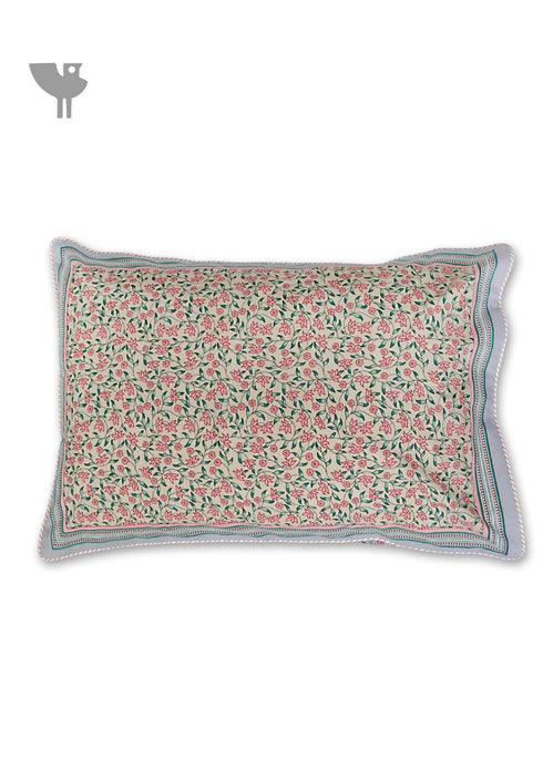 40s Cotton Pillow Cover in Floral Print