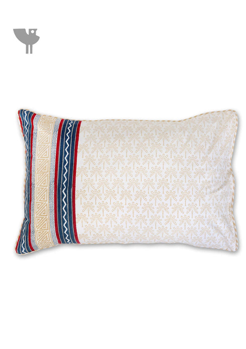 40s Cotton Pillow Cover In Abstract Block Print