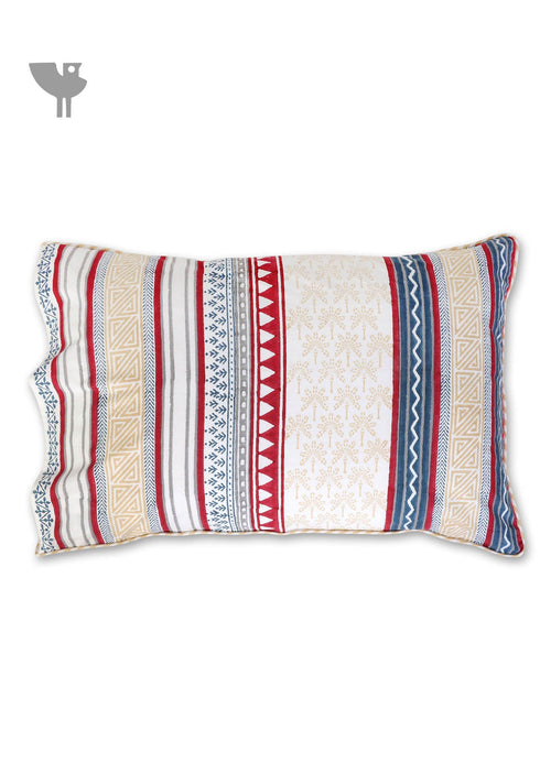 40s Cotton Pillow Cover In Abstract Block Print