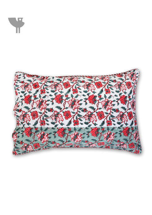 40s Cotton Pillow Cover in Floral Block Print