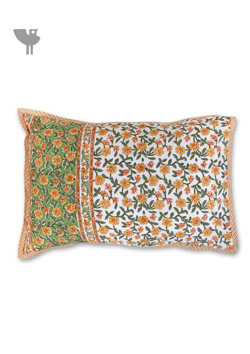 40s Cotton Pillow Cover in Floral Block Print