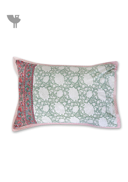 40s Cotton Pillow Cover in Floral Block Print