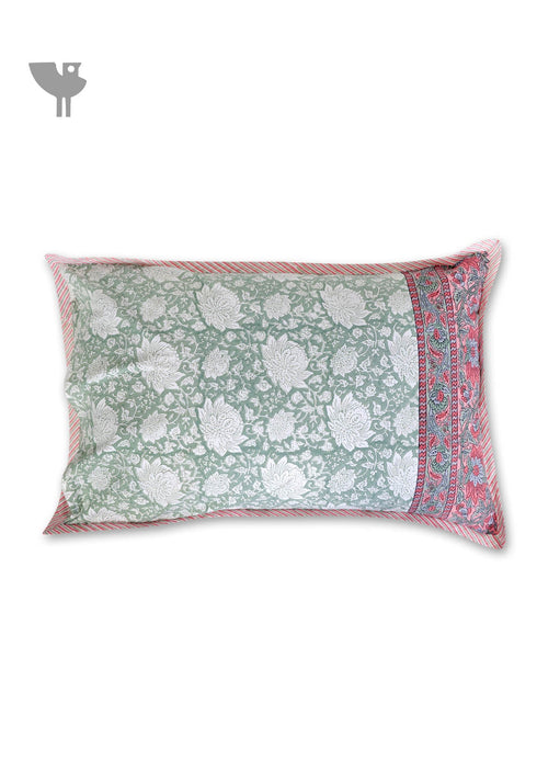 40s Cotton Pillow Cover in Floral Block Print