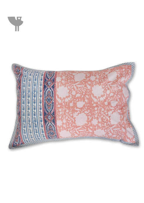 40s Cotton Pillow Cover in Floral Block Print