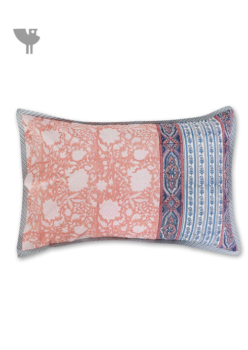 40s Cotton Pillow Cover in Floral Block Print