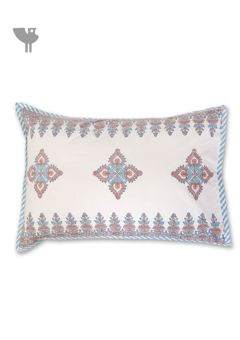 40s Cotton Pillow Cover In Geometric Block Print