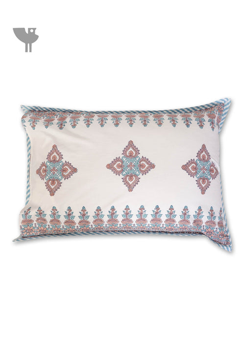 40s Cotton Pillow Cover In Geometric Block Print