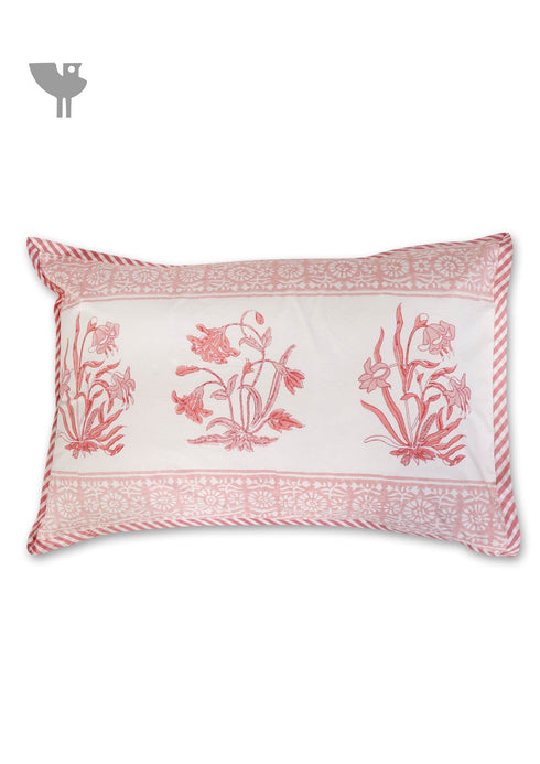 40s Cotton Pillow Cover in Floral Block Print