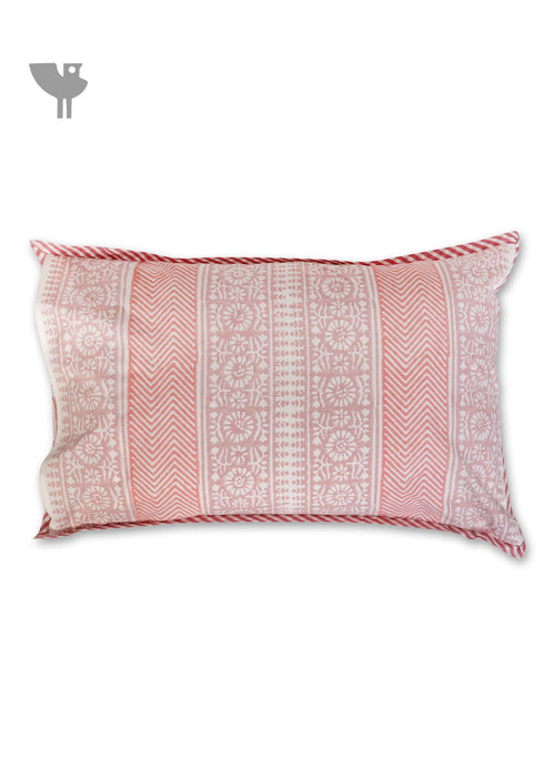 40s Cotton Pillow Cover in Floral Block Print