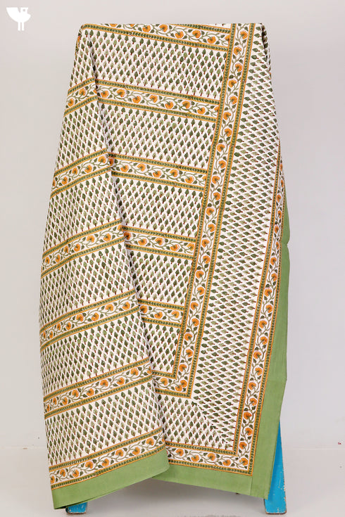 20s Cotton Bed Cover in Floral Block Print