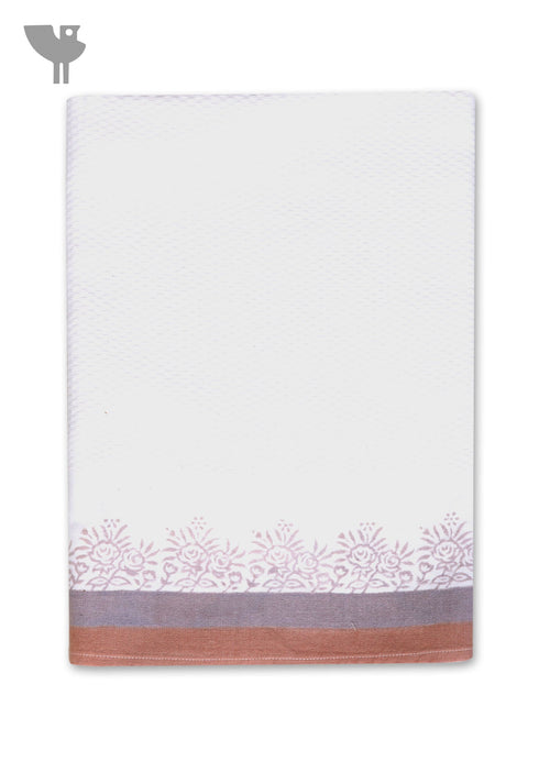 Handloom Cotton Bath Towel With Block Printed Border