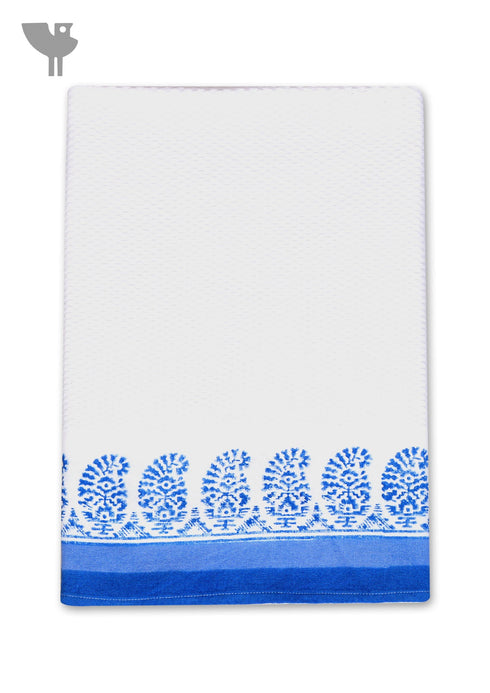 Handloom Cotton Bath Towel With Block Printed Border