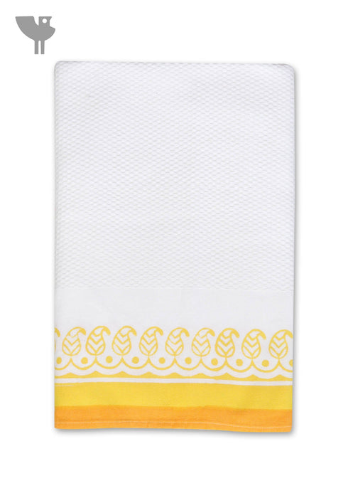 Handloom Cotton Bath Towel With Block Printed Border