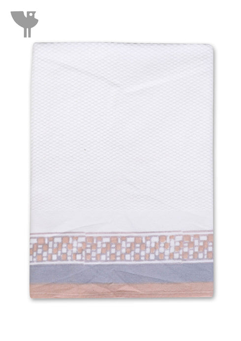 Handloom Cotton Bath Towel With Block Printed Border