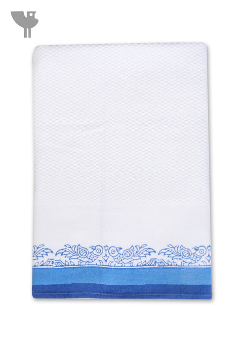 Handloom Cotton Bath Towel With Block Printed Border
