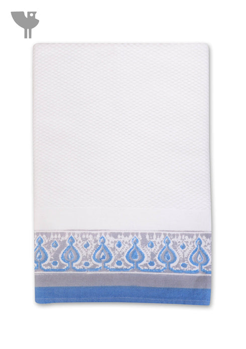 Handloom Cotton Bath Towel With Block Printed Border