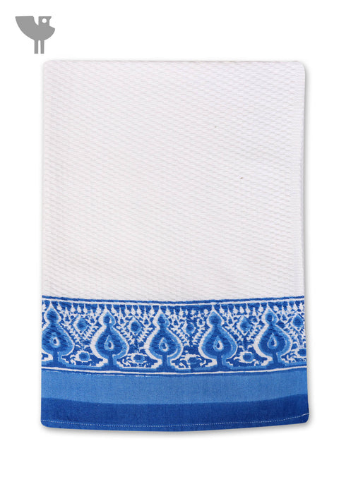 Handloom Cotton Bath Towel With Block Printed Border