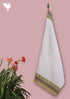 Handloom Cotton Hand Towel With Block Printed Border