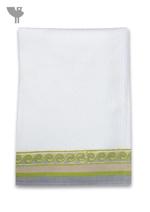 Handloom Cotton Hand Towel With Block Printed Border