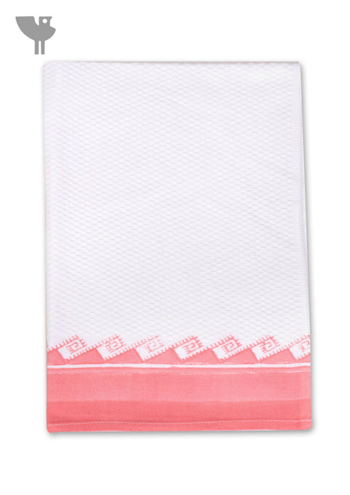 Handloom Cotton Hand Towel With Block Printed Border