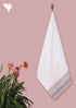 Handloom Cotton Hand Towel With Block Printed Border