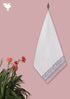 Handloom Cotton Hand Towel With Block Printed Border