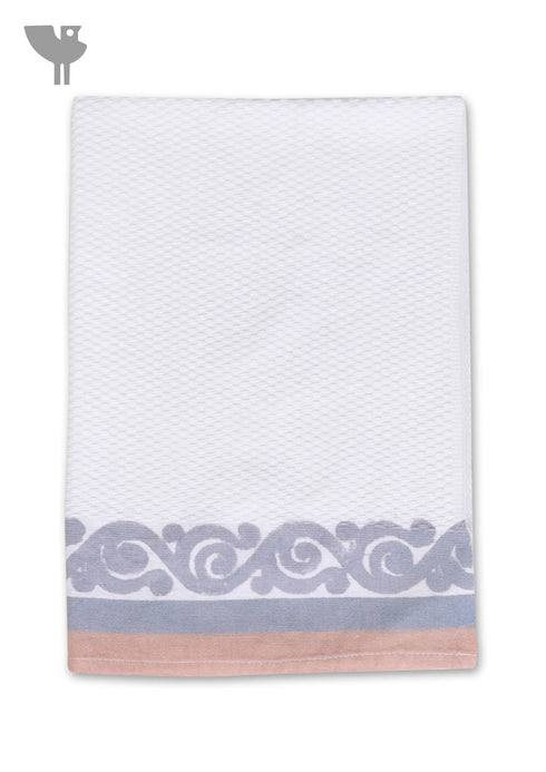 Handloom Cotton Hand Towel With Block Printed Border