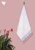 Handloom Cotton Hand Towel With Block Printed Border